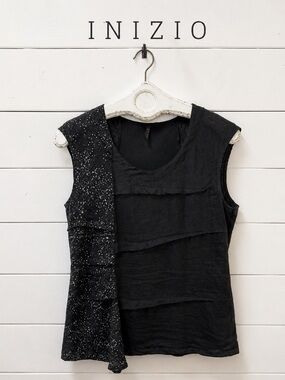 INIZIO Black Layered Sleeveless Top Size M